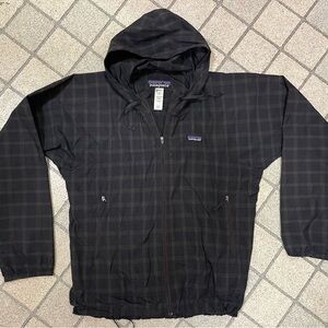 Patagonia Black Windbreaker Jacket plaid